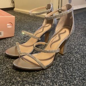 Nina Silver Sparkly Heels